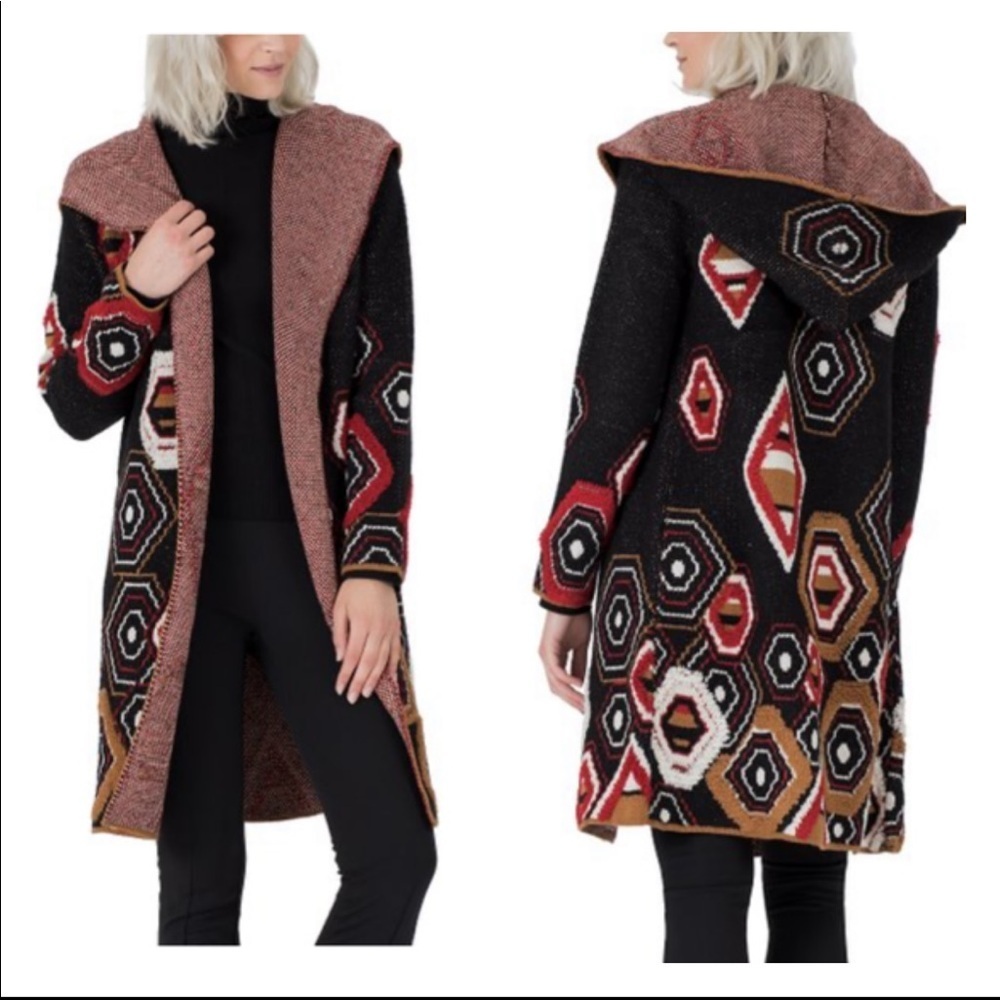 Maxsport Geometric Hooded Open Cardigan